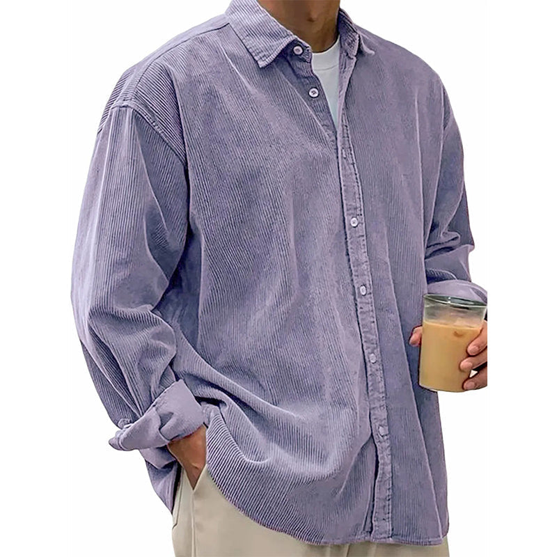 🍂 Men’s Casual Corduroy Button-Up Shirt – Timeless Texture & Effortless Autumn Style