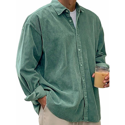 🍂 Men’s Casual Corduroy Button-Up Shirt – Timeless Texture & Effortless Autumn Style