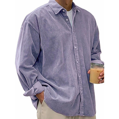 🍂 Men’s Casual Corduroy Button-Up Shirt – Timeless Texture & Effortless Autumn Style